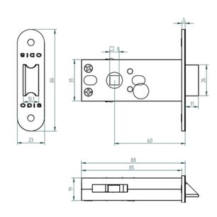 Picaporte Para Cerradura Embutir Odis 301 Simple Paso - Plata