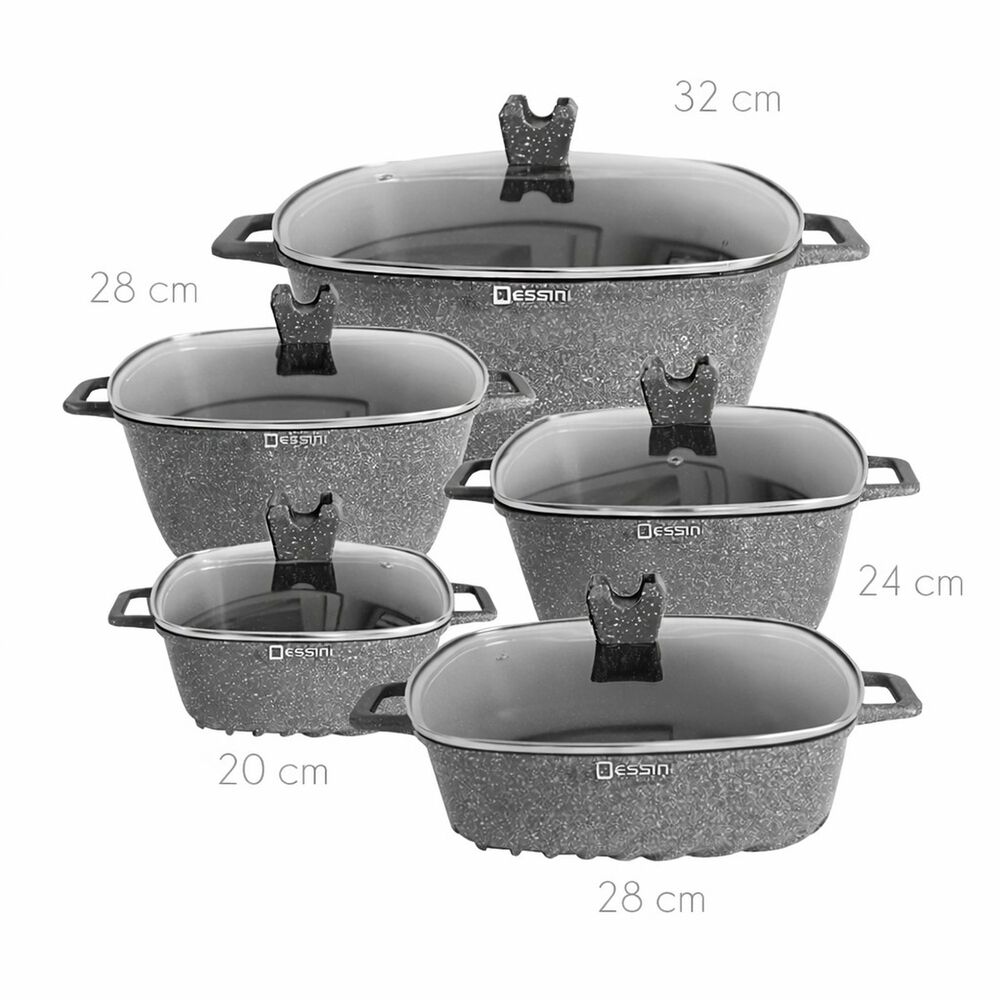 Juego De Ollas Granito 10 Piezas Antiadherente Premium Gris image number 3.0