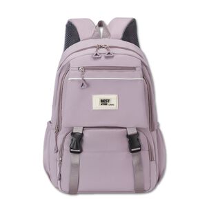 Mochila Bolso Escolar Juvenil Impermeable Dise&ntilde;o Unicolor Purple