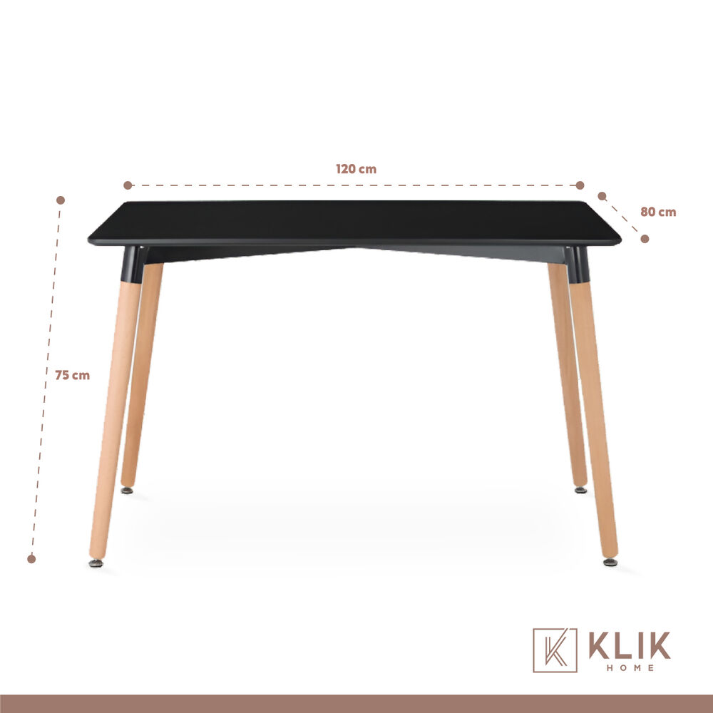 Comedor Mesa Rectangular Negra 120x80 Cm + 6 Sillas Patchwor image number 1.0