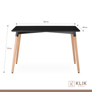 Comedor Mesa Rectangular Negra 120x80 Cm + 6 Sillas Patchwor