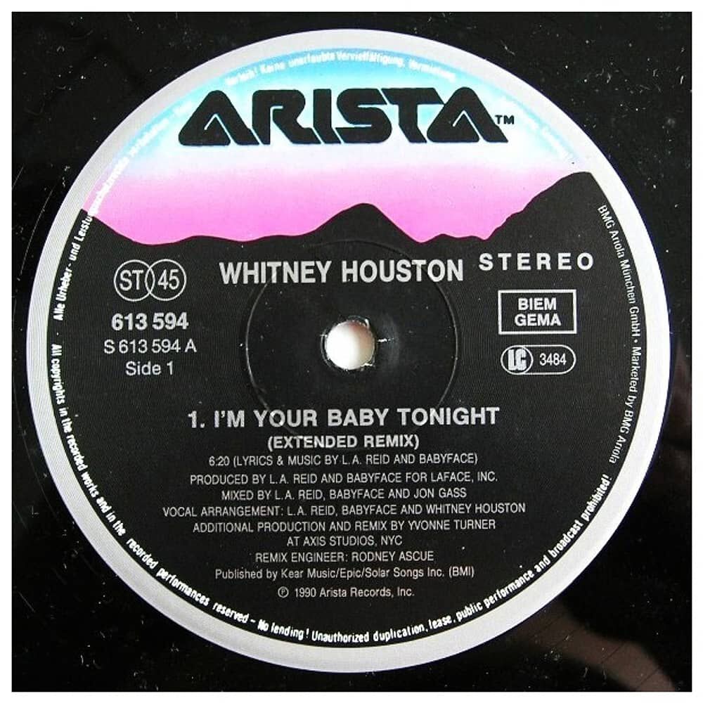 Whitney Houston - I'm Your Baby Tonight | 12" Maxi Single Usado image number 2.0