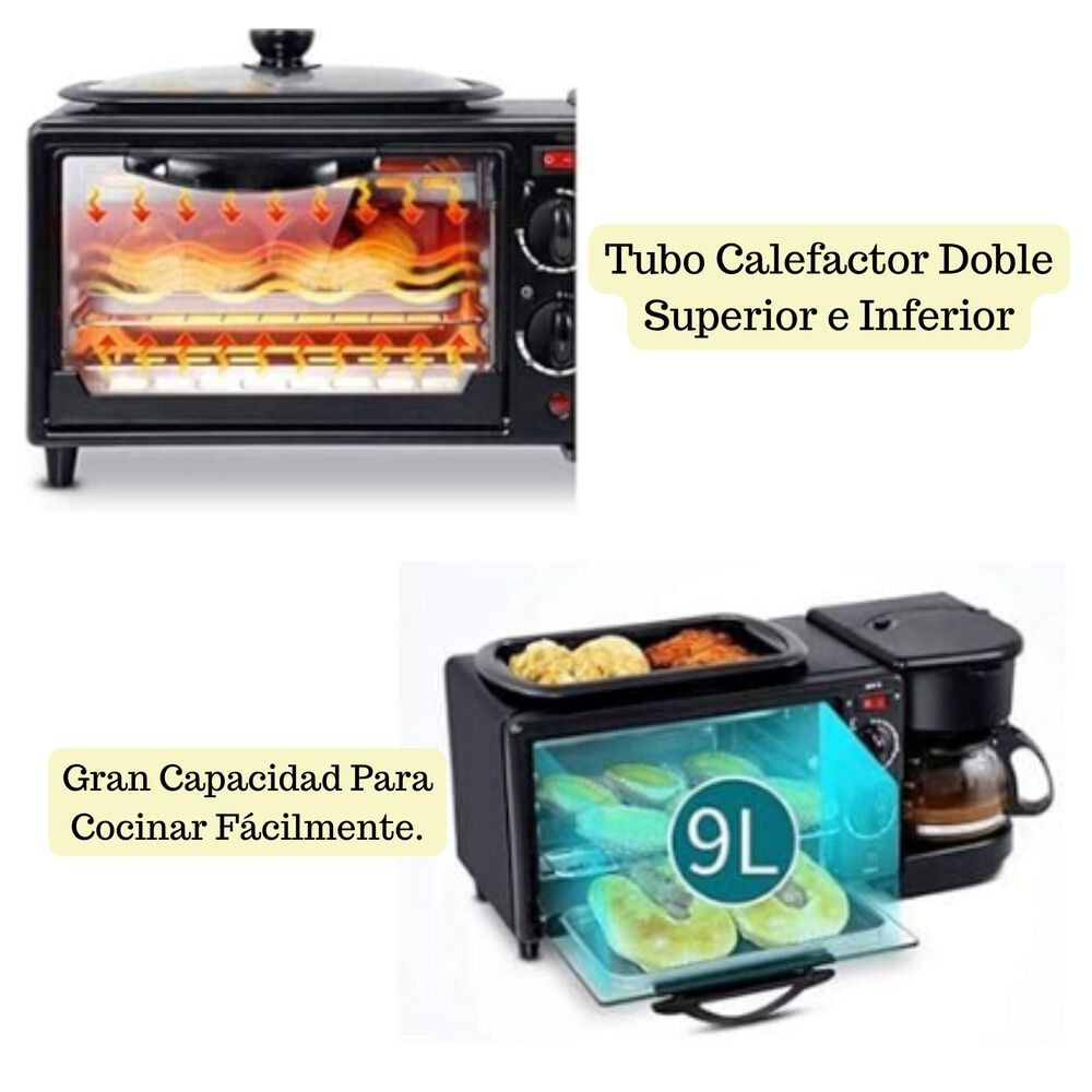 Maquina Desayuno Multifuncional 3 En 1 Horno Cafetera Sarten image number 5.0