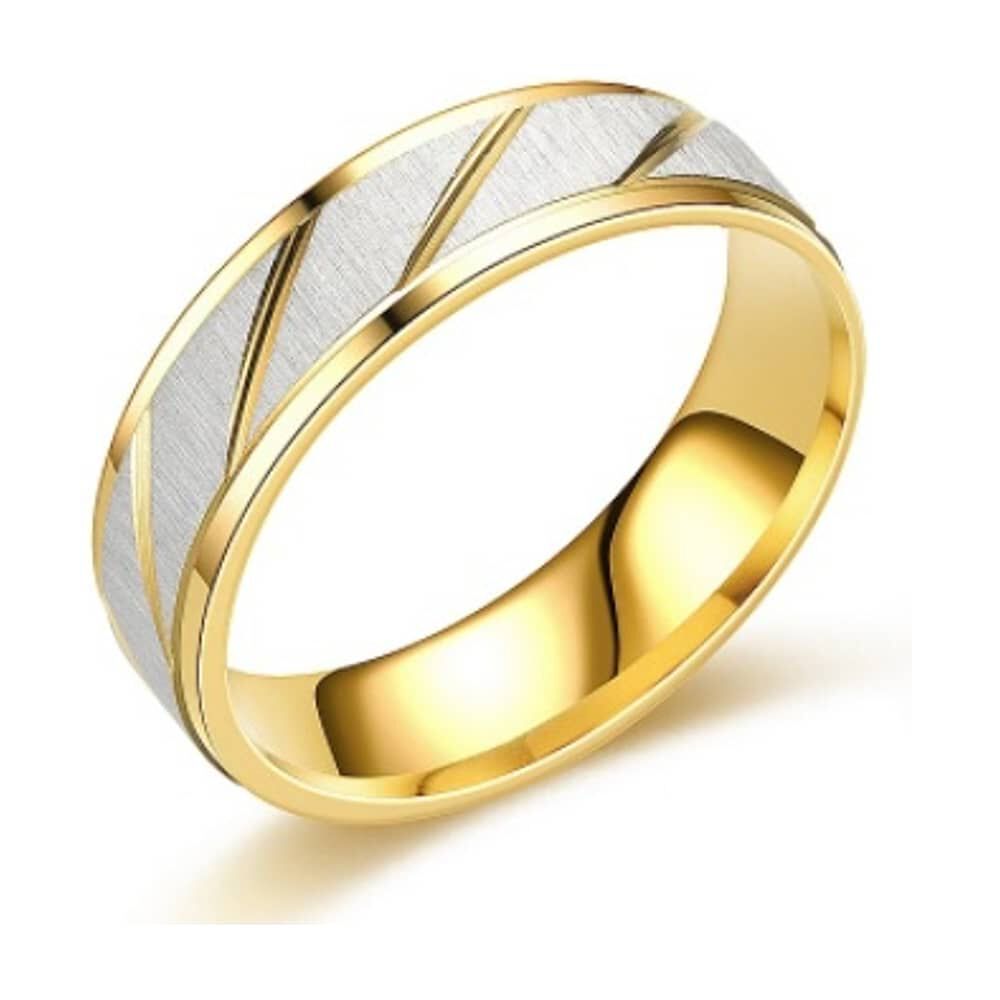 Anillos Compromiso Titanio Dorado Mate Con Zirconios Pulverizado Para Compromiso Dama Y Hombre image number 1.0