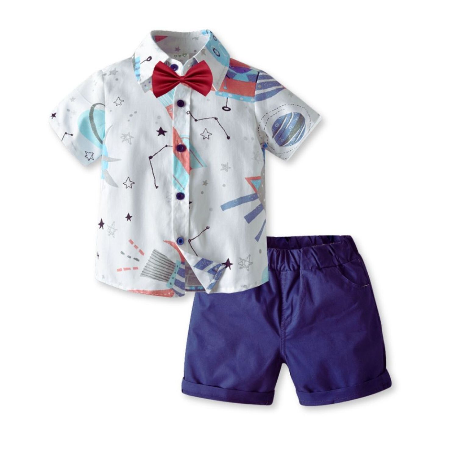 Conjunto De Vestir Ni&ntilde;o Camisa Con Estampado Y Pantal&oacute;n Corto 9 Meses A 4 A&ntilde;os Stellar Sky image number 0.0