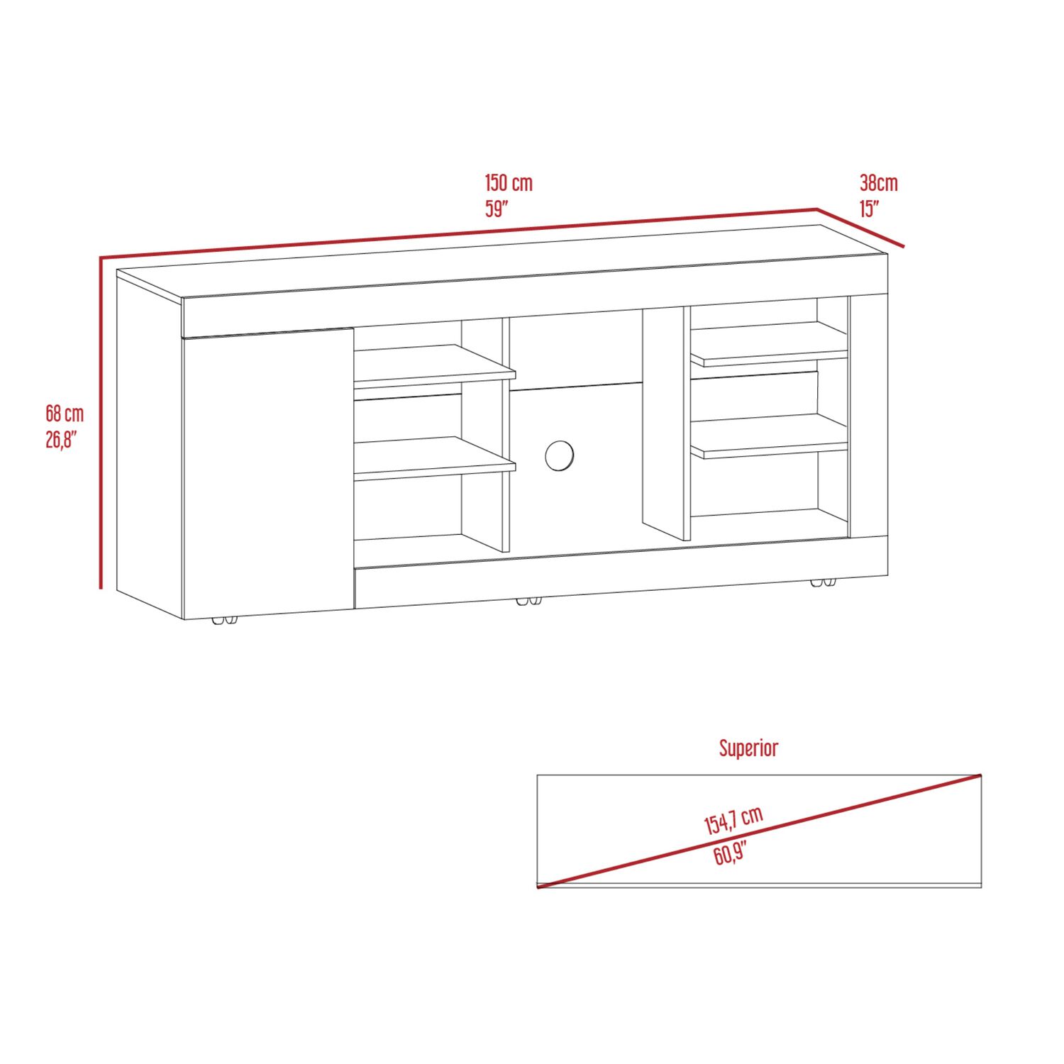 Mesa Para Tv 65" Fm 68x150x38 Cm Caf&eacute; Claro Y Gris image number 6.0