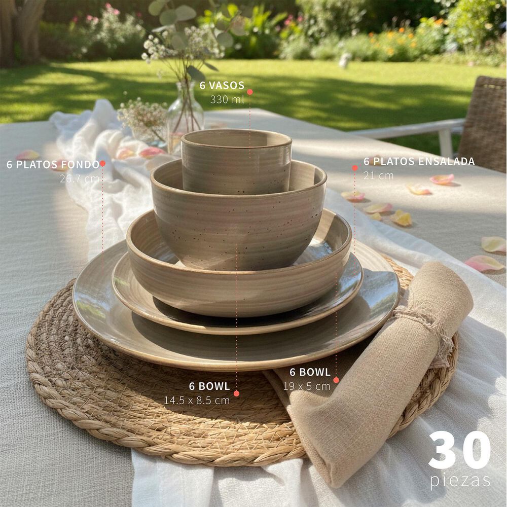 Juego Loza Cer&aacute;mica 30 Pcs Siena 6 Personas Simplit image number 2.0