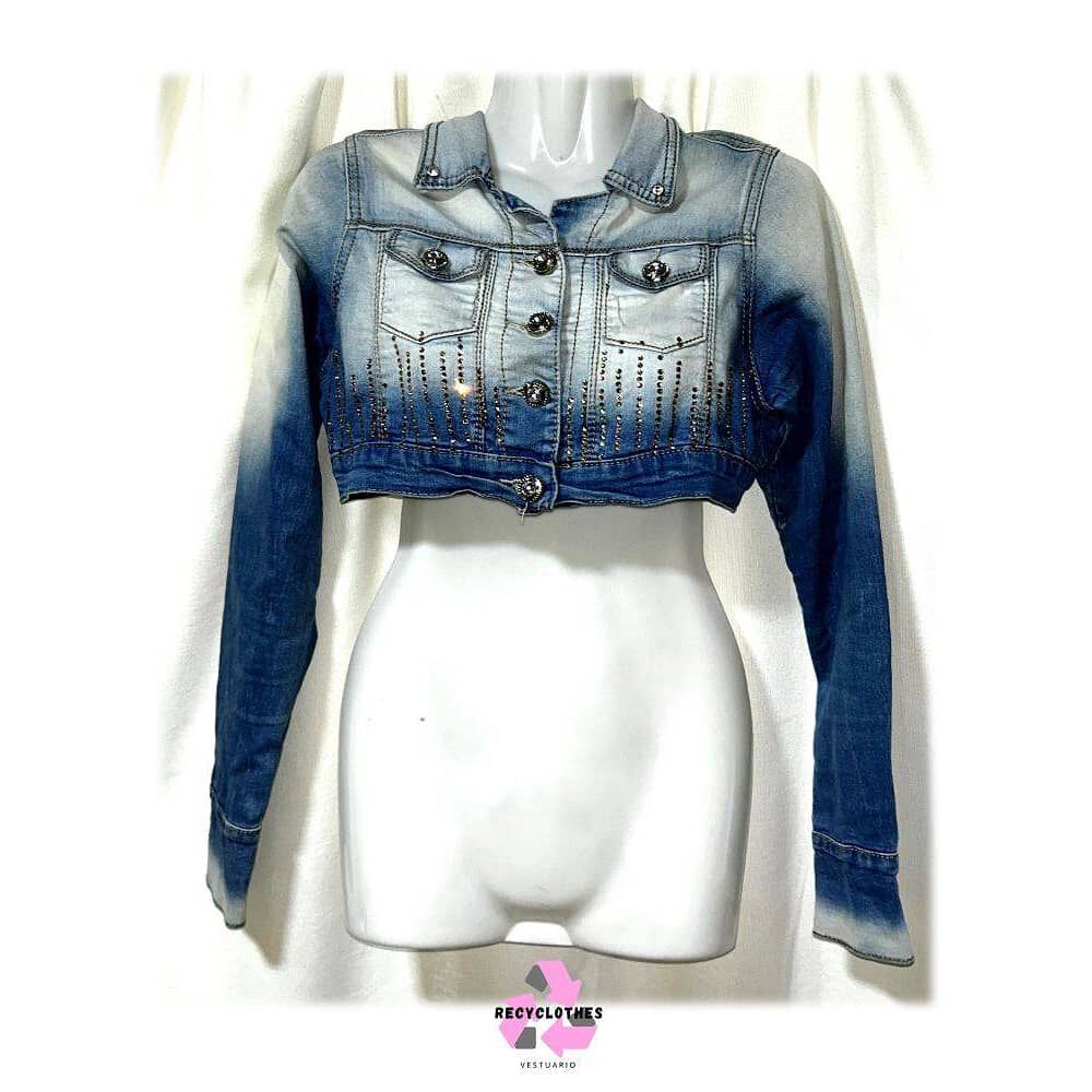 Chaqueta Jeans Azul Con Brillo Talla 6 image number 1.0