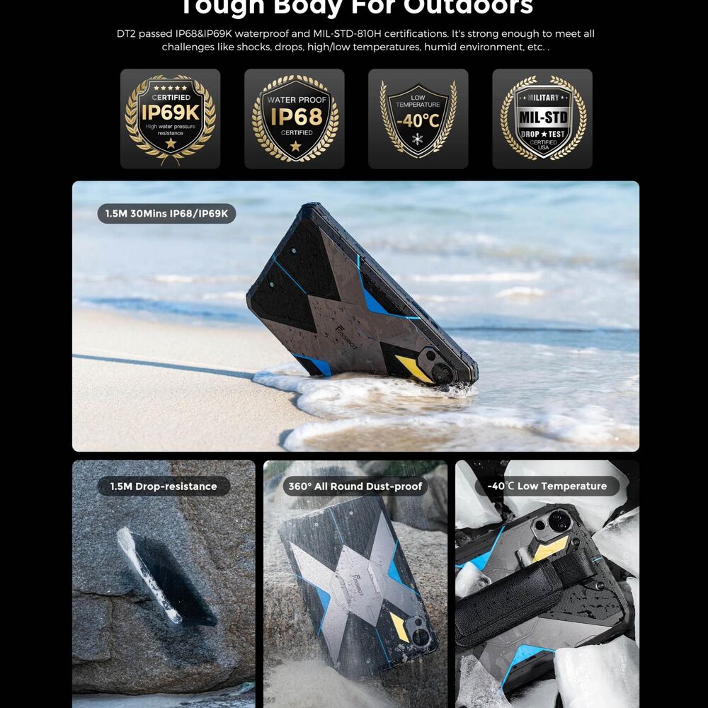 Fossibot Dt2 - Tablet Rugerizada 10,4'' 2k, Cámara 64 Mp, Batería 22.000 Mah image number 4.0