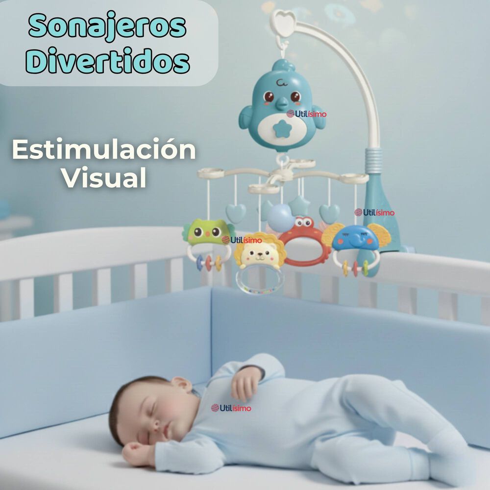 M&oacute;vil Giratorio Musical Proyector Beb&eacute; Ni&ntilde;o Azul image number 9.0