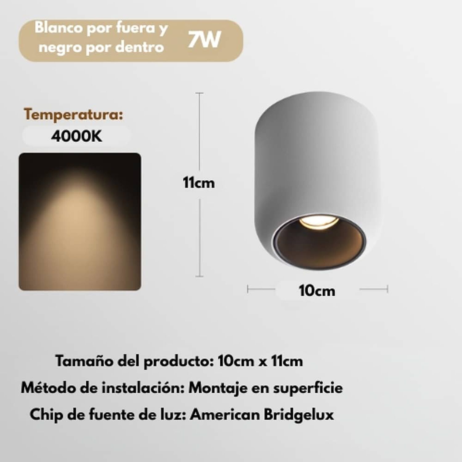 Foco Led Aplique L&aacute;mpara De Techo Minimalista 4000k image number 1.0