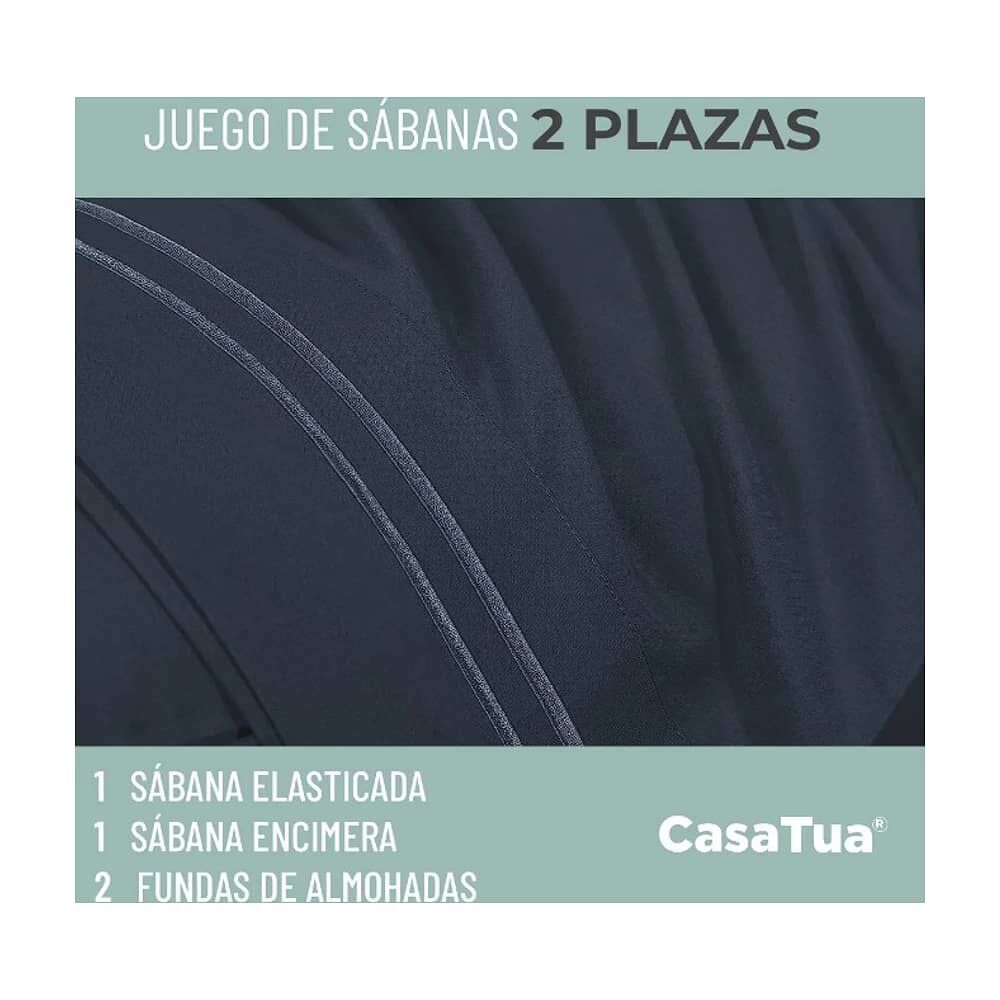 Sabana 1800 Hotel Ultra Suave + Funda Bordada. 2 Plazas Azul Marino image number 1.0