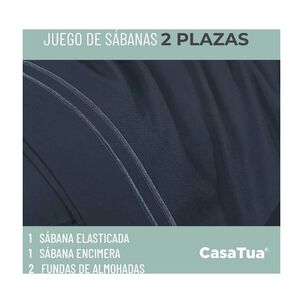Sabana 1800 Hotel Ultra Suave + Funda Bordada. 2 Plazas Azul Marino