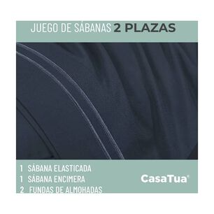 Sabana 1800 Hotel Ultra Suave + Funda Bordada. 2 Plazas Azul Marino