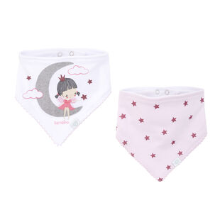 Set 2 Babero Bandana Gris Niña Luna