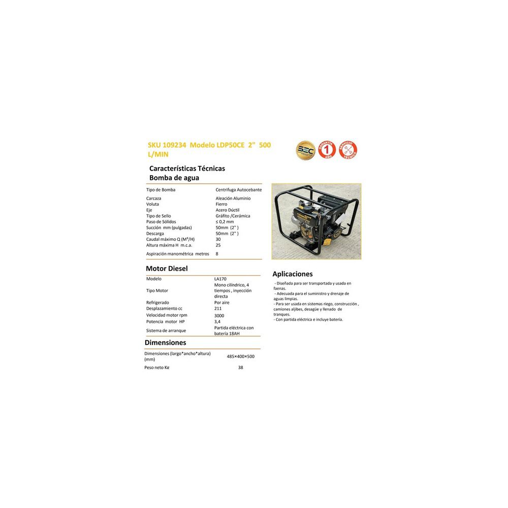 Motobomba Diesel 2 Pulgadas 3,4 Hp Flowmak image number 2.0
