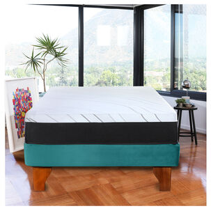 Cama Europea Zen Pro 1.5 Plazas Tela Velvet Turquesa
