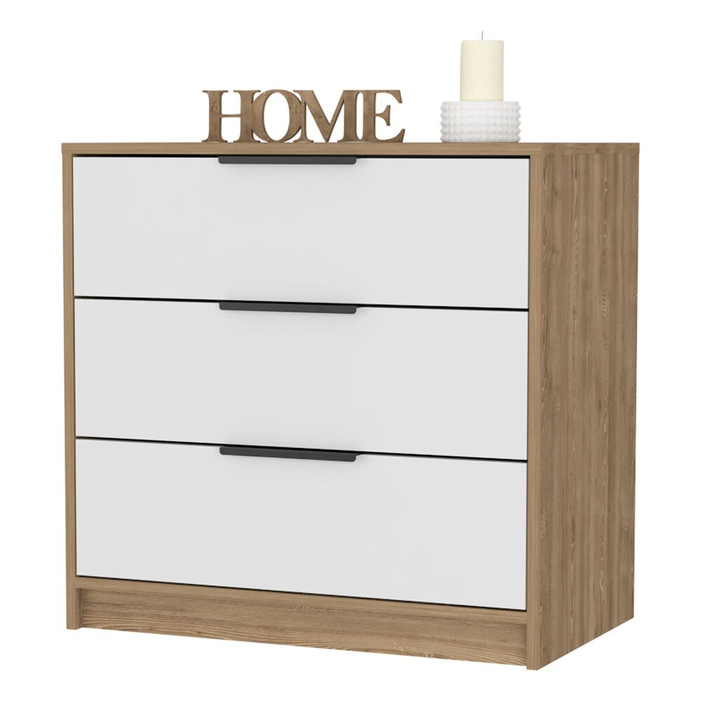 Comoda 3 Cajones Fm-001o - Cafe Oscuro Y Blanco image number 1.0