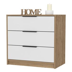 Comoda 3 Cajones Fm-001o - Cafe Oscuro Y Blanco