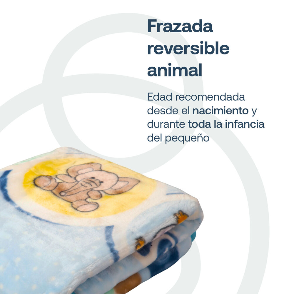 Frazada Reversible Animal Celeste Bebesit image number 1.0