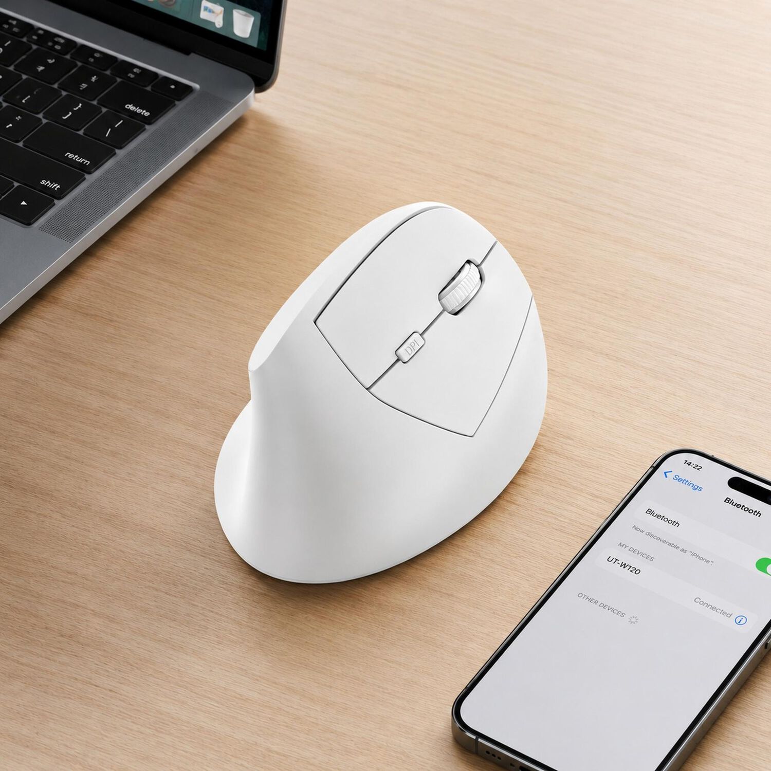 Mouse Vertical Ergon&oacute;mico Dual Wireless Recargable Blanco image number 10.0