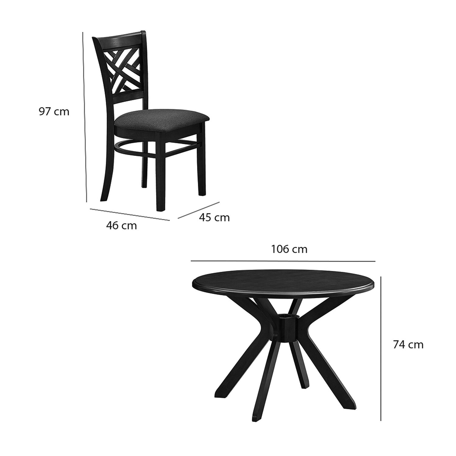 Juego De Comedor Estelle Chocolate 106 Cm 4 Sillas Caf&eacute; image number 2.0