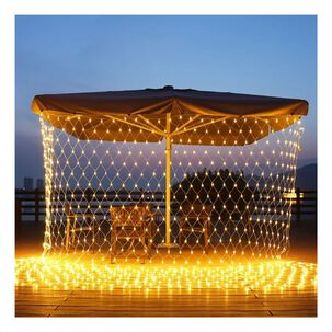 Malla Cascada De Luces Solares 240 Led Amarillo 3x3 Metros