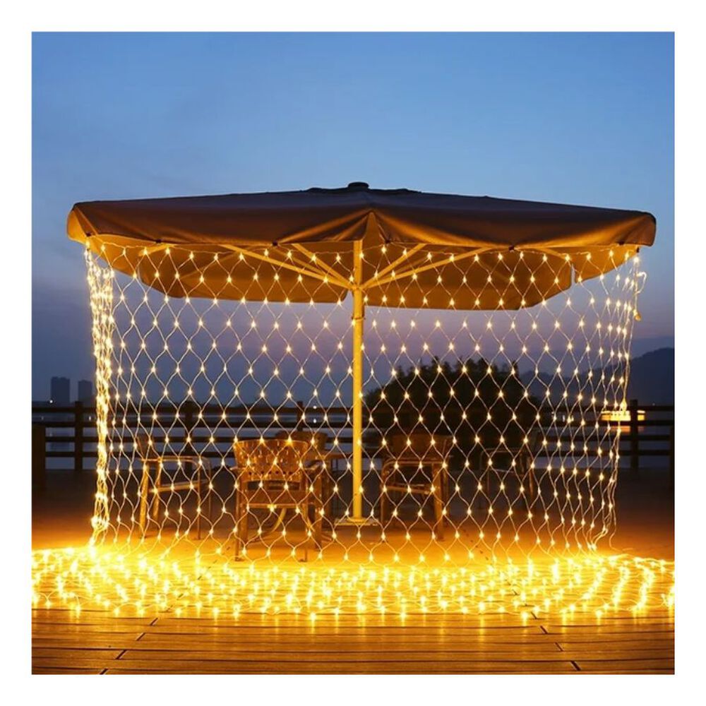 Malla Cascada De Luces Solares 240 Led Amarillo 3x3 Metros image number 1.0