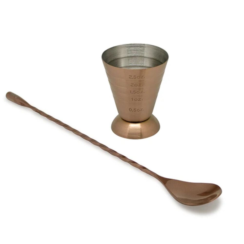 Set Medidor Y Cuchara Copper Line Wayu Cocteleria Cocina image number 0.0
