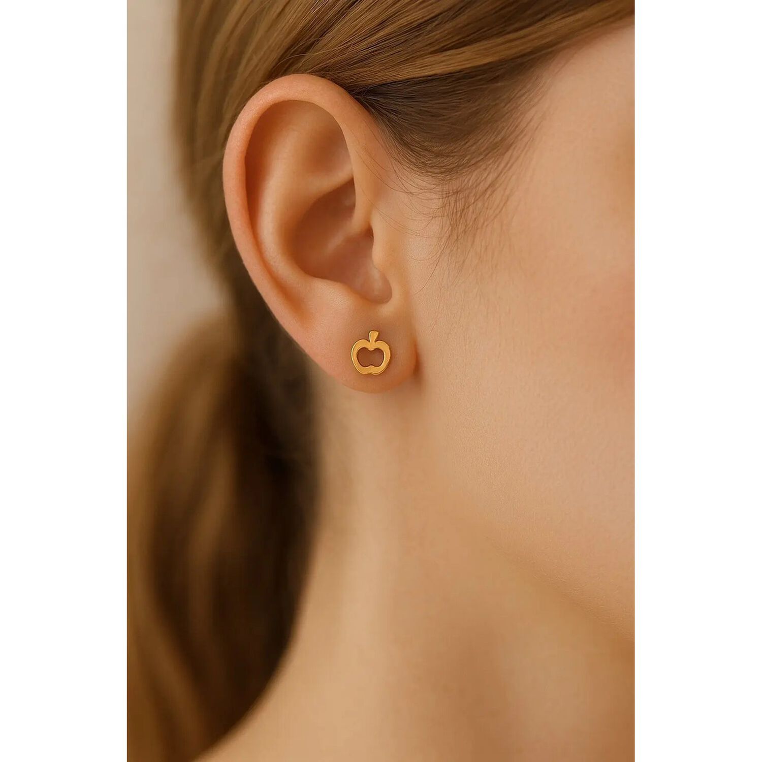 Aros Manzana Calada 5mm Oro 18k 0.75gr Regalo Mujer Ni&ntilde;a Dorado image number 2.0