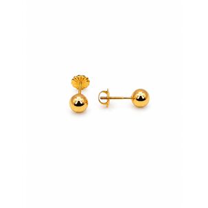 Aros Bolita 6mm N4 Oro 18k 0.75gr Ni&ntilde;a Juvenil Hipoalerg&eacute;nic Dorado