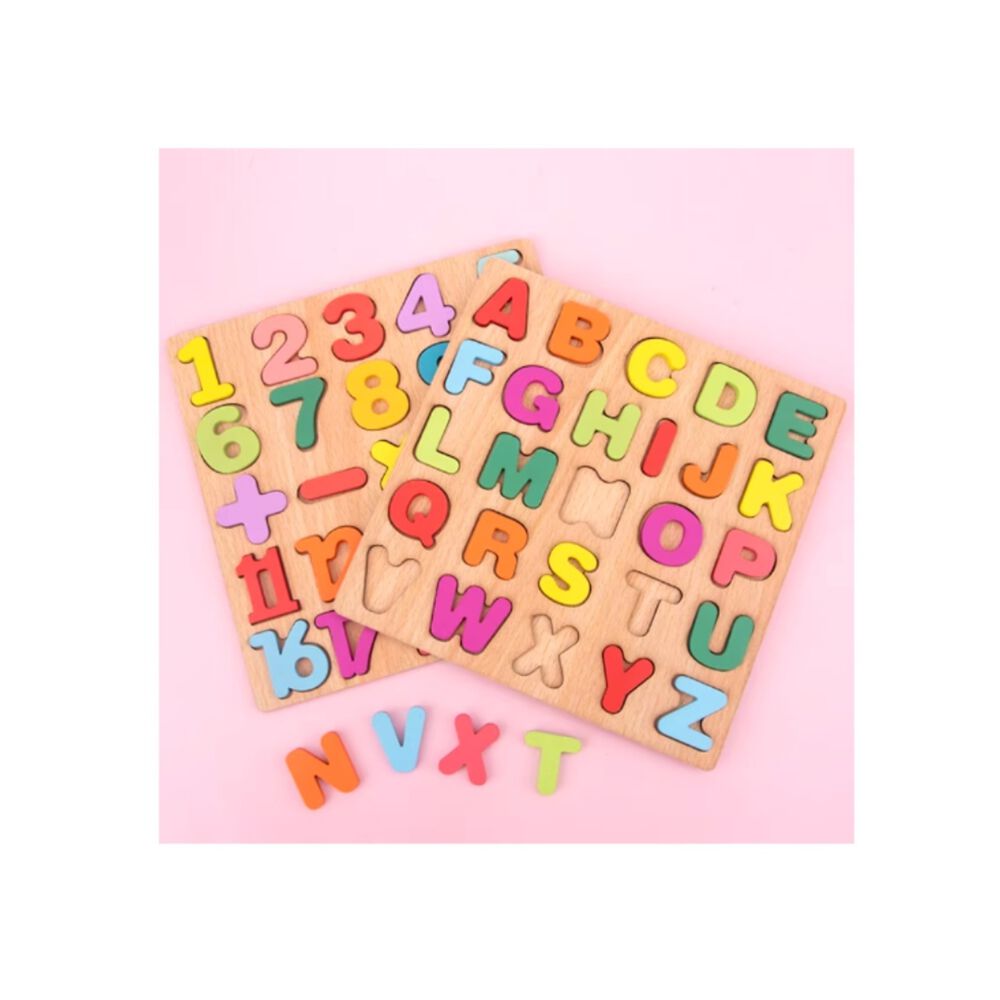 Juego Madera Letras Números Didáctico Niños Abecedario Encaj image number 3.0