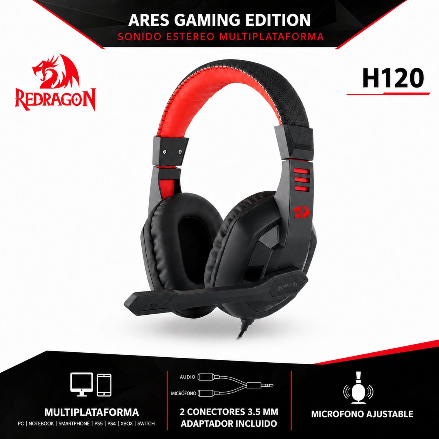 Audifonos Redragon Ares Gaming Edition Multiplataformas image number 5.0