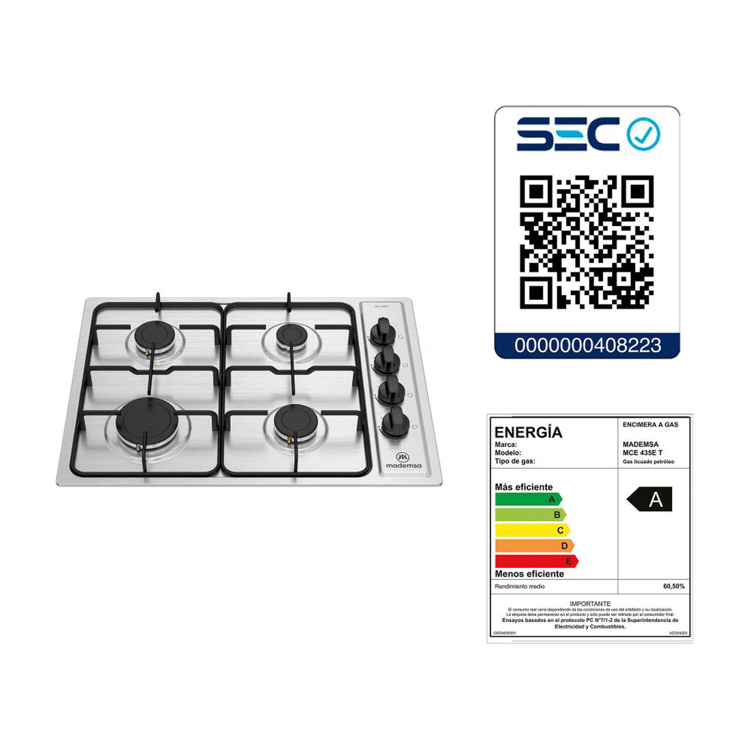 Kit De Cocina Mademsa Horno Empotrado M Spazio 140A + Encimera El&eacute;ctrica MCE 435E T + Campana Slim M60 Inox / 4 Quemadores image number 3.0