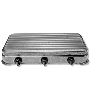 Cocinilla Encimera A Gas 3 Platos Gris + Kit De Instalaci&oacute;n