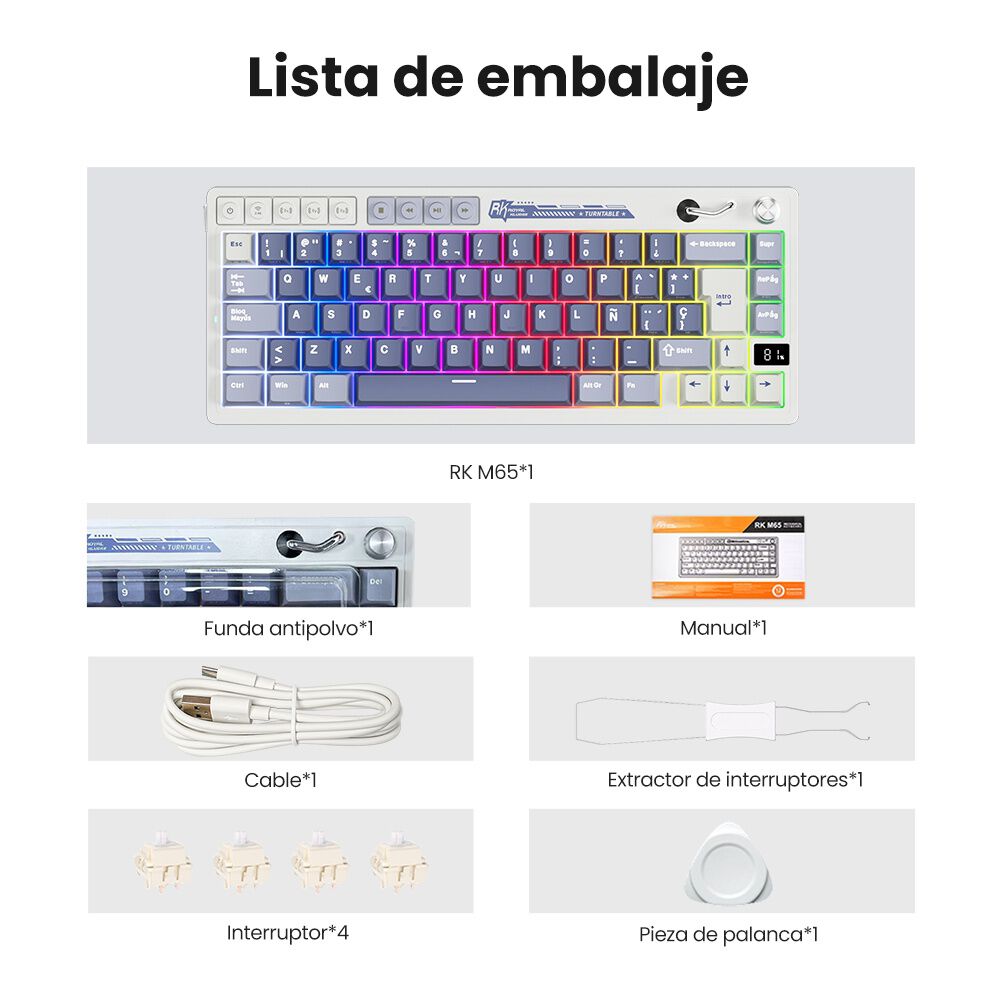 Teclado Mec&aacute;nico Inal&aacute;mbrico Rkm65 65% Espa&ntilde;ol Royal Kludge image number 8.0