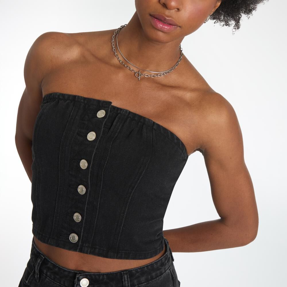 Polera Denim Straples Mujer Rolly Go image number 4.0