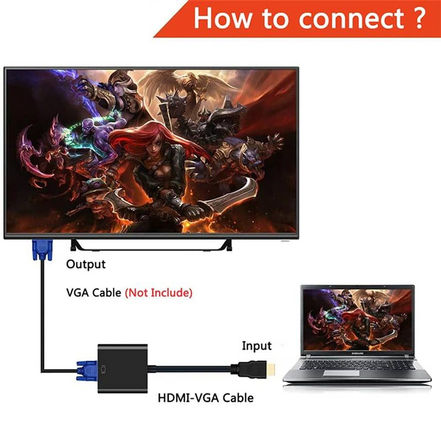 Conversor Hdmi A Vga 1080p Full Hd 60 Hz Con Audio Tm-100536 image number 6.0