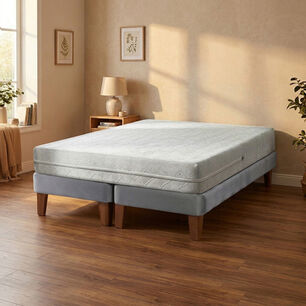 Cama Europea Zen Best 2 Plazas 190 Cm Colchon Espuma Con Funda Velvet Gris