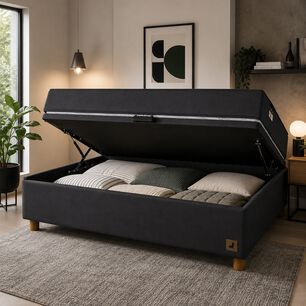 Cama Ba&uacute;l Mons Black / 1.5 Plazas / Base Normal