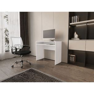 Combo Oficina New York 1 Escritorio Blanco + Silla Color Ergon&oacute;mica Con Altura Ajustable