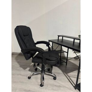 Silla Escritorio Rex Ecocuero Negro Ergon&oacute;mica Altura Ajustable