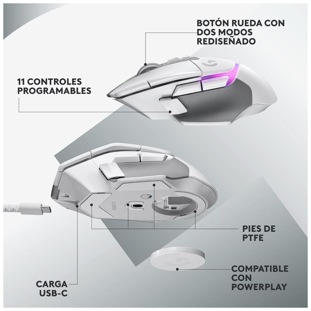 Mouse Gamer Inalambrico Usb Rgb 9b Blanco G502xplus image number 2.0