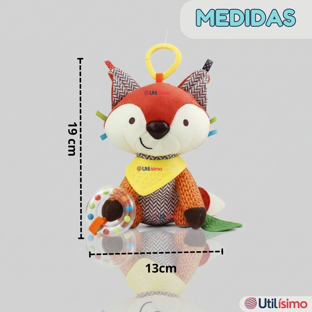 Juguete Peluche Animales Sensorial Con Mordedor Y Sonajero Dise&ntilde;o Zorrito Ni&ntilde;a Y Ni&ntilde;o image number 2.0