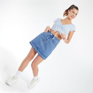 Polera Crop Frunce Manga Corta Cuello Redondo Mujer Freedom