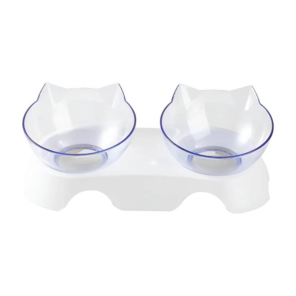 Plato Doble Para Mascotas Comedero Doble Gatos Dispensador Alimentos Agua image number 2.0