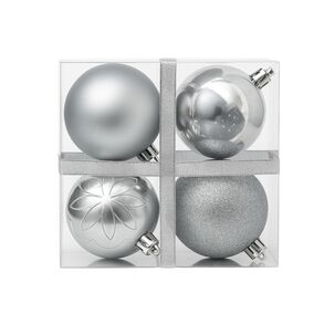 8 Bambalinas Esferas Decoración Plateado 7cm Adorno Navideño