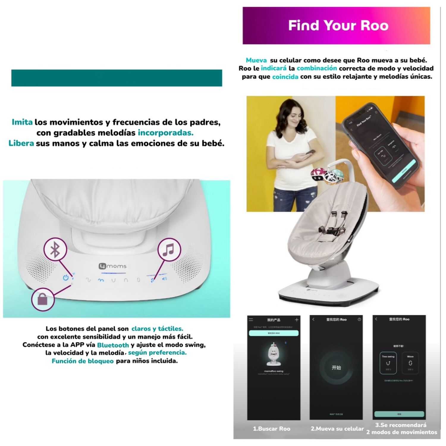 Mecedora El&eacute;ctrica Con Melod&iacute;as Bluetooth 4 Moms Lubabycas image number 6.0