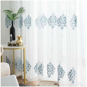 Set De 02 Visillos Bordados Con Argollas 140x230 Cm Mod12