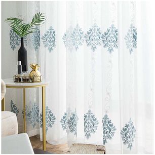 Set De 02 Visillos Bordados Con Argollas 140x230 Cm Mod12
